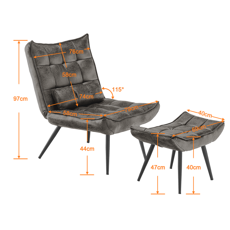 MCombo Relaxsessel Fernsehsessel Sessel Mikrofaser 4778, 4779, mit / ohne Hocker