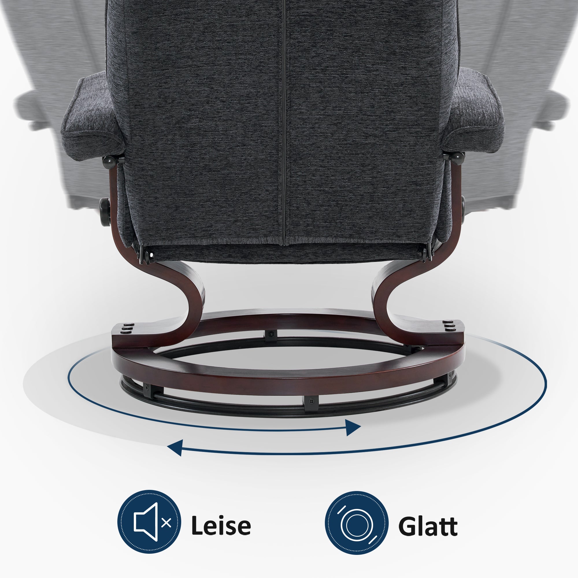 MCombo recliner chair with footstool, 360° swivel TV chair with reclining function, up to 120 kg load capacity, modern recliner chair for the living room, 9019 