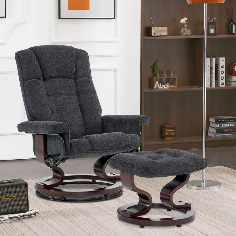 MCombo Relaxsessel mit Hocker, 360°drehbarer Fernsehsessel mit Liegefunktion, bis 130 Kg belastbarer TV-Sessel, moderner Ruhesessel für Wohnzimmer, 9019