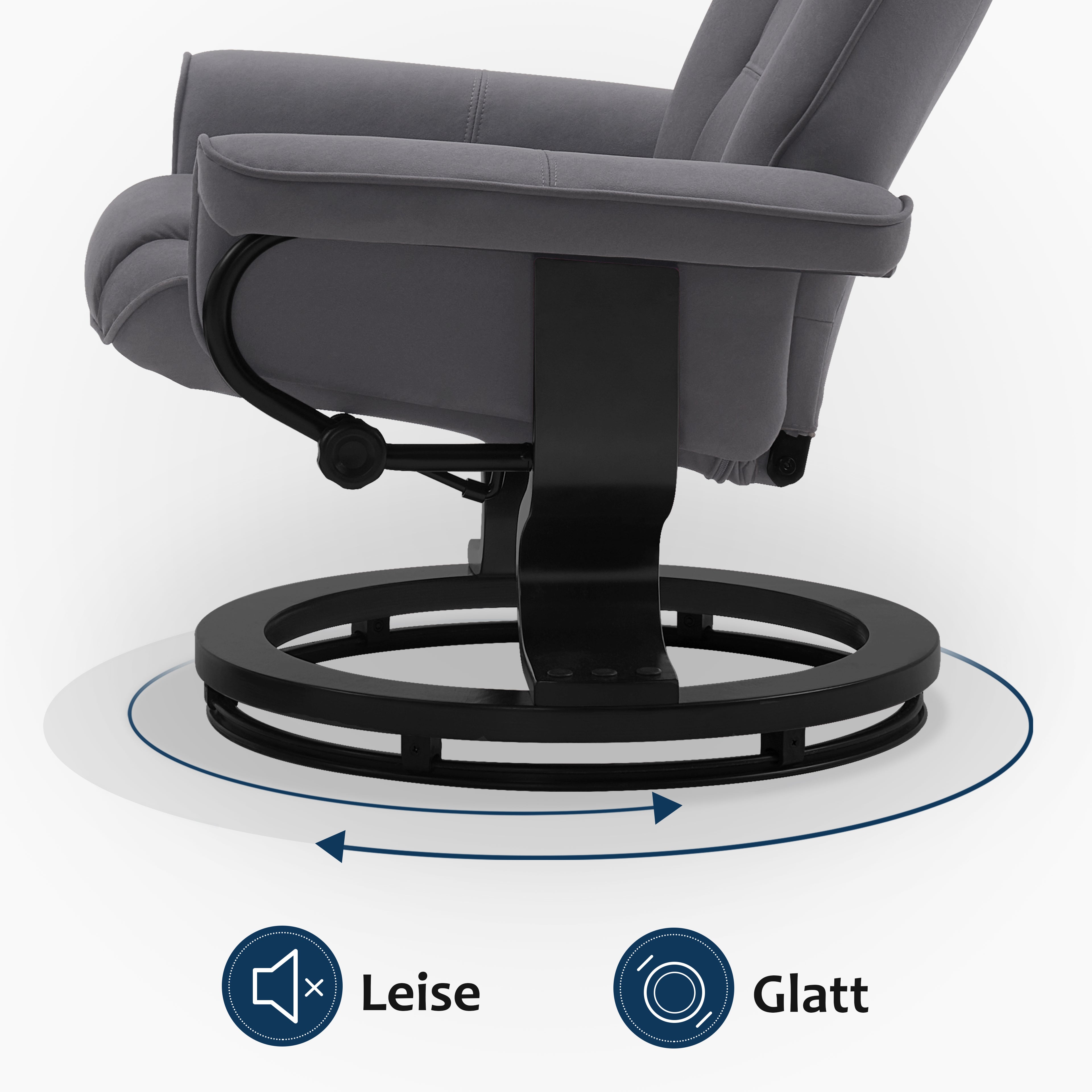 MCombo recliner chair with footstool, 360° swivel TV chair with reclining function, up to 120 kg load capacity, modern recliner chair for the living room, 9019 