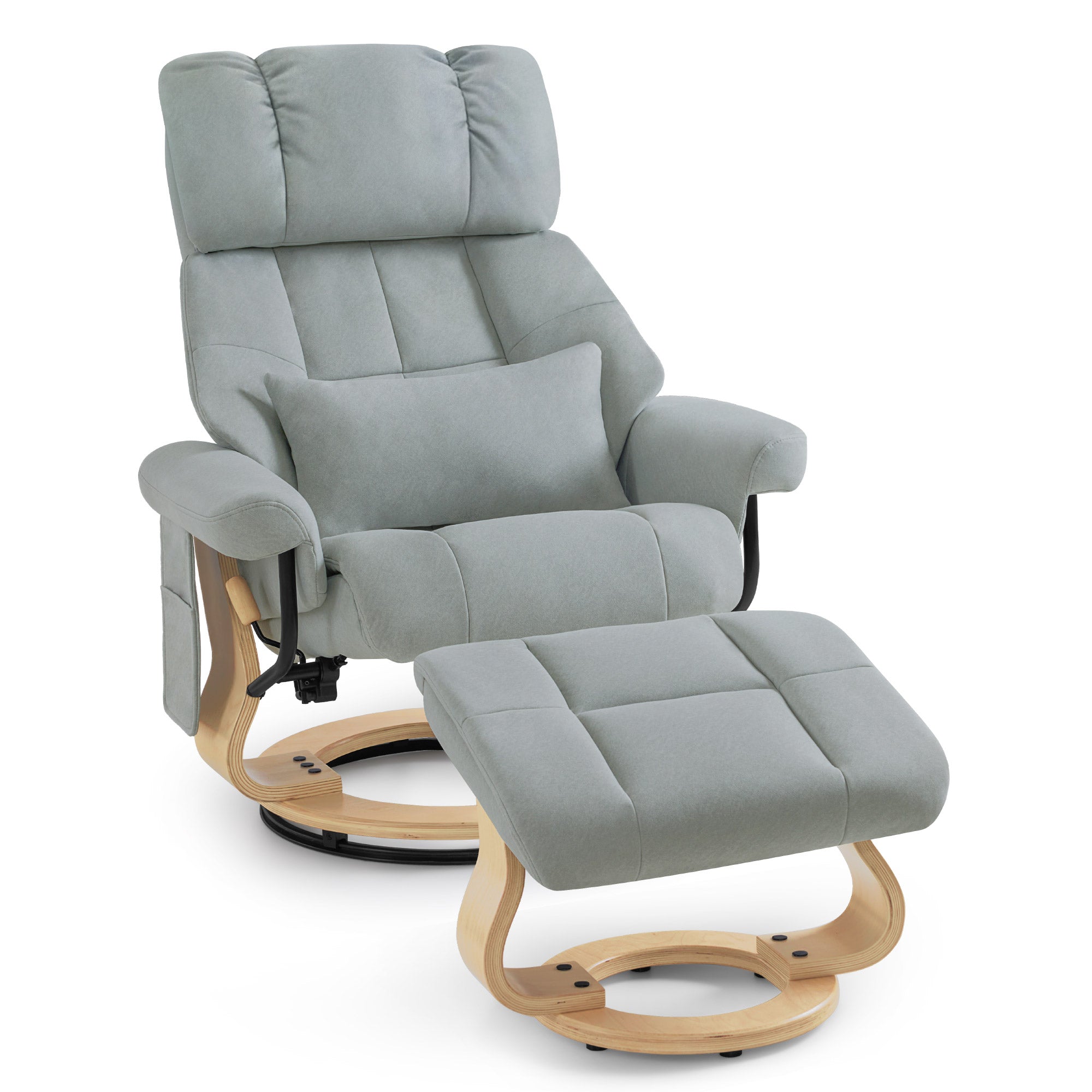 M MCombo Relaxsessel mit Hocker, 360° Drehbarer Fernsehsessel mit Liegefunktion, bis 120 Kg Belastbarer TV-Sessel, Moderner Ruhesessel für Wohnzimmer, 9066