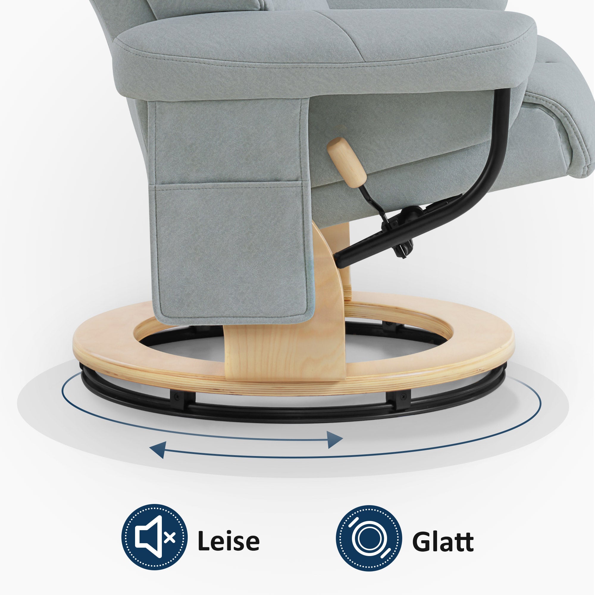 M MCombo Relaxsessel mit Hocker, 360° Drehbarer Fernsehsessel mit Liegefunktion, bis 120 Kg Belastbarer TV-Sessel, Moderner Ruhesessel für Wohnzimmer, 9066