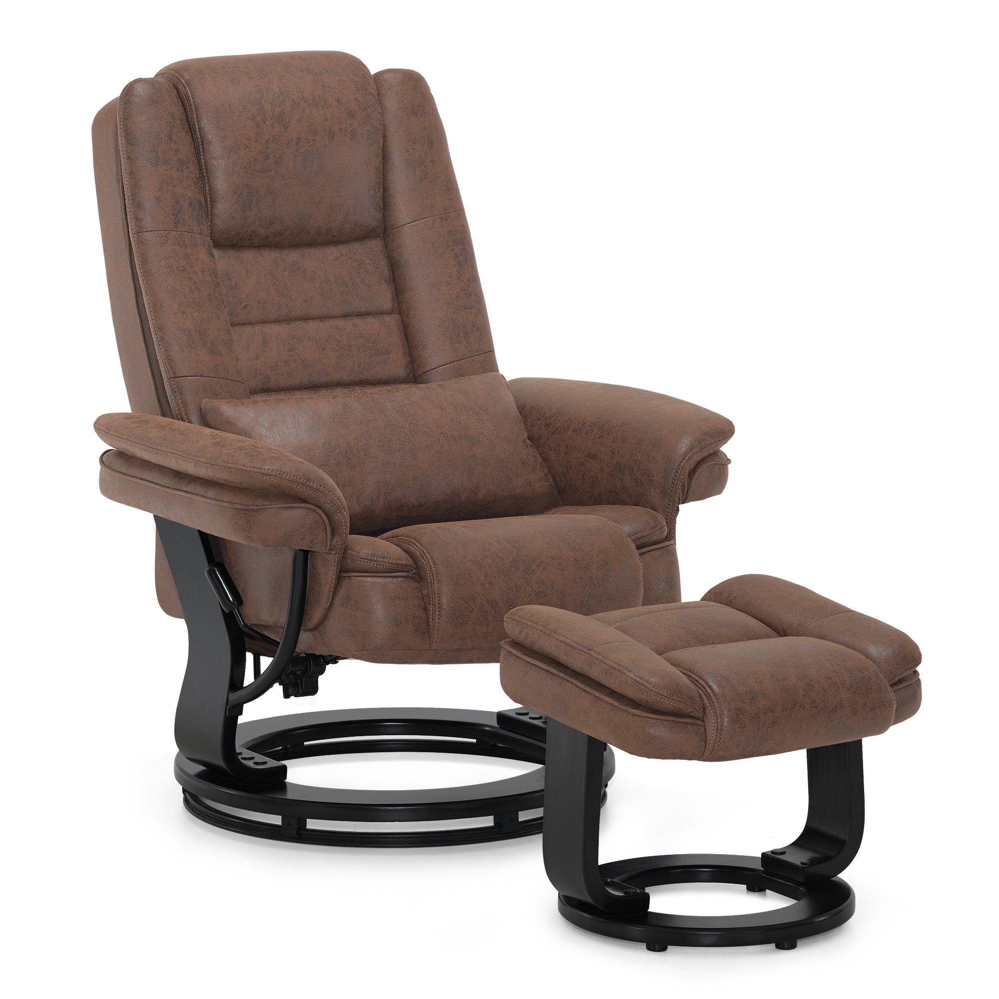 Relaxation chair with reclining function, 360° rotating TV chair with stool, load-bearing TV chair for living room up to 120 kg, with cushion and side pocket, comfortable reading chair, 9099 