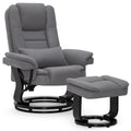 Relaxsessel mit Liegefunktion, 360°Drehbarer Fernsehsessel mit Hocker, bis 120 Kg Belastbarer TV-Sessel für Wohnzimmer, mit Kissen & Seitentasche, Lesesessel Bequem, 9099
