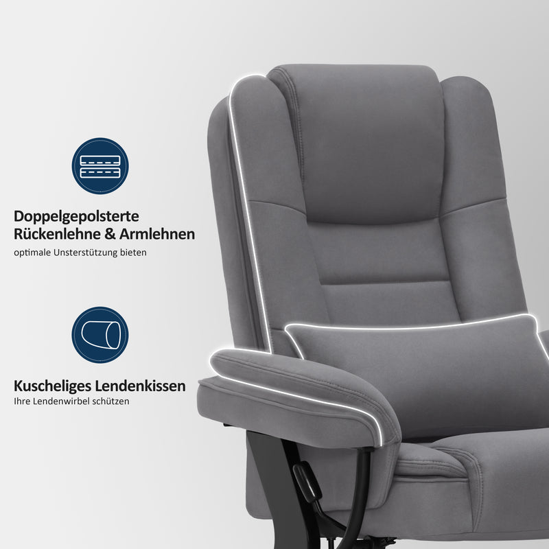 Relaxsessel mit Liegefunktion, 360°Drehbarer Fernsehsessel mit Hocker, bis 120 Kg Belastbarer TV-Sessel für Wohnzimmer, mit Kissen & Seitentasche, Lesesessel Bequem, 9099