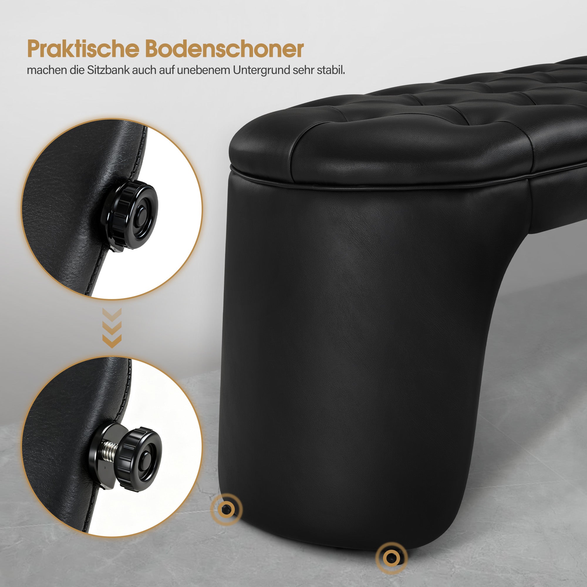 M MCombo  3-Sitzer Sitzbank, Sitzbreite 150 cm, Moderne Wartebank, Polsterbank Schlafzimmer, Bettbank für Wohnzimmer, Flurbank W510 (Schwarz/Kunstleder)