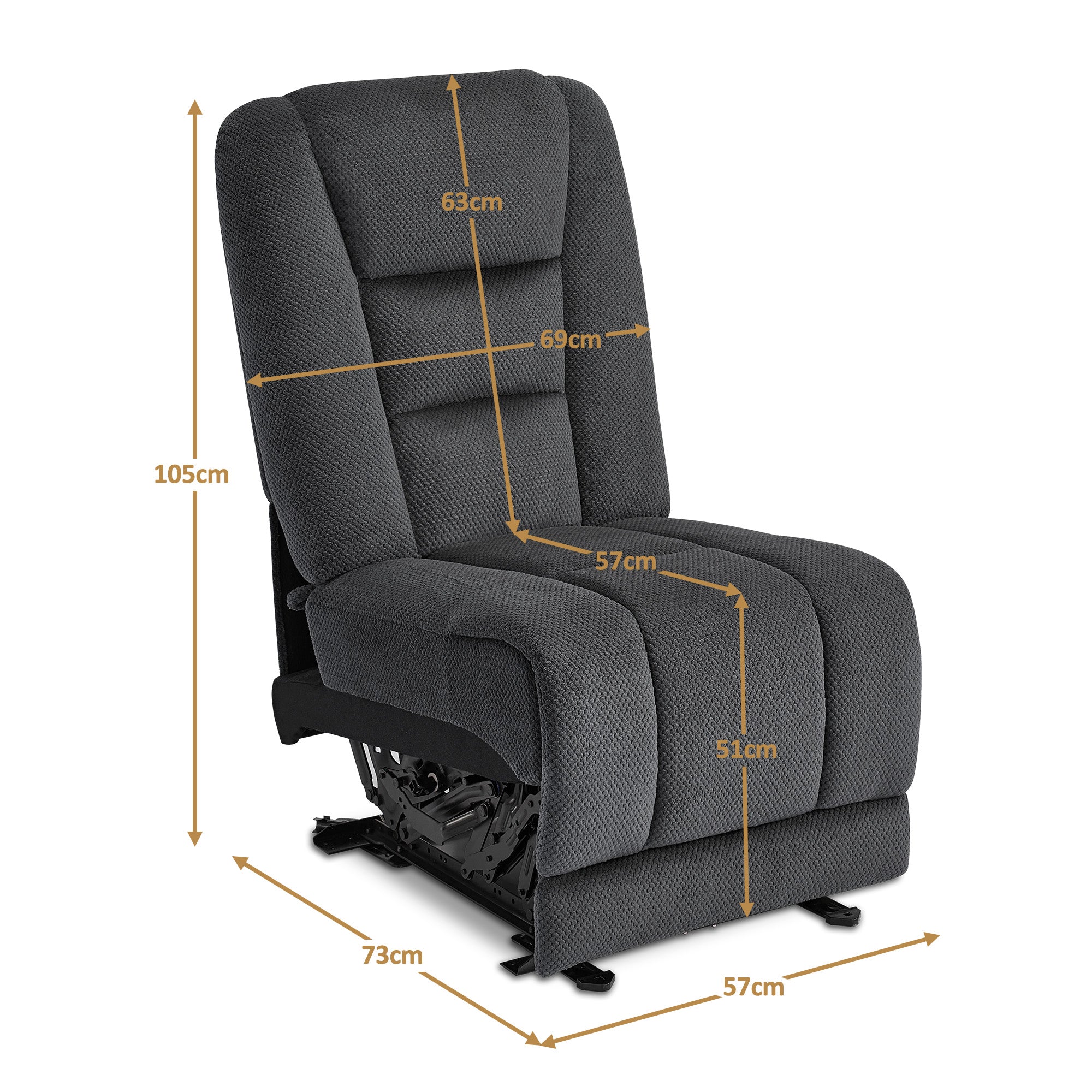M MCombo Sofa Accessory Replacement Part Middle Seat for Electric 2 Seater Sofa 2S-7009/7009M2, Remote Control &amp; Reclining Function (Grey)