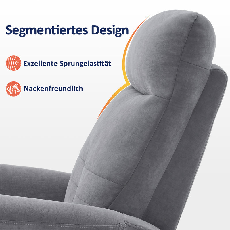 M MCombo Relaxsessel Fernsehsessel mit Liegefunktion Manuell, Massagesessel mit Wärmefunktion, TV Sessel mit Wippfunktion & Drehfunktion, 270° Drehbar, Wohnzimmer Schlafzimmer, 7013