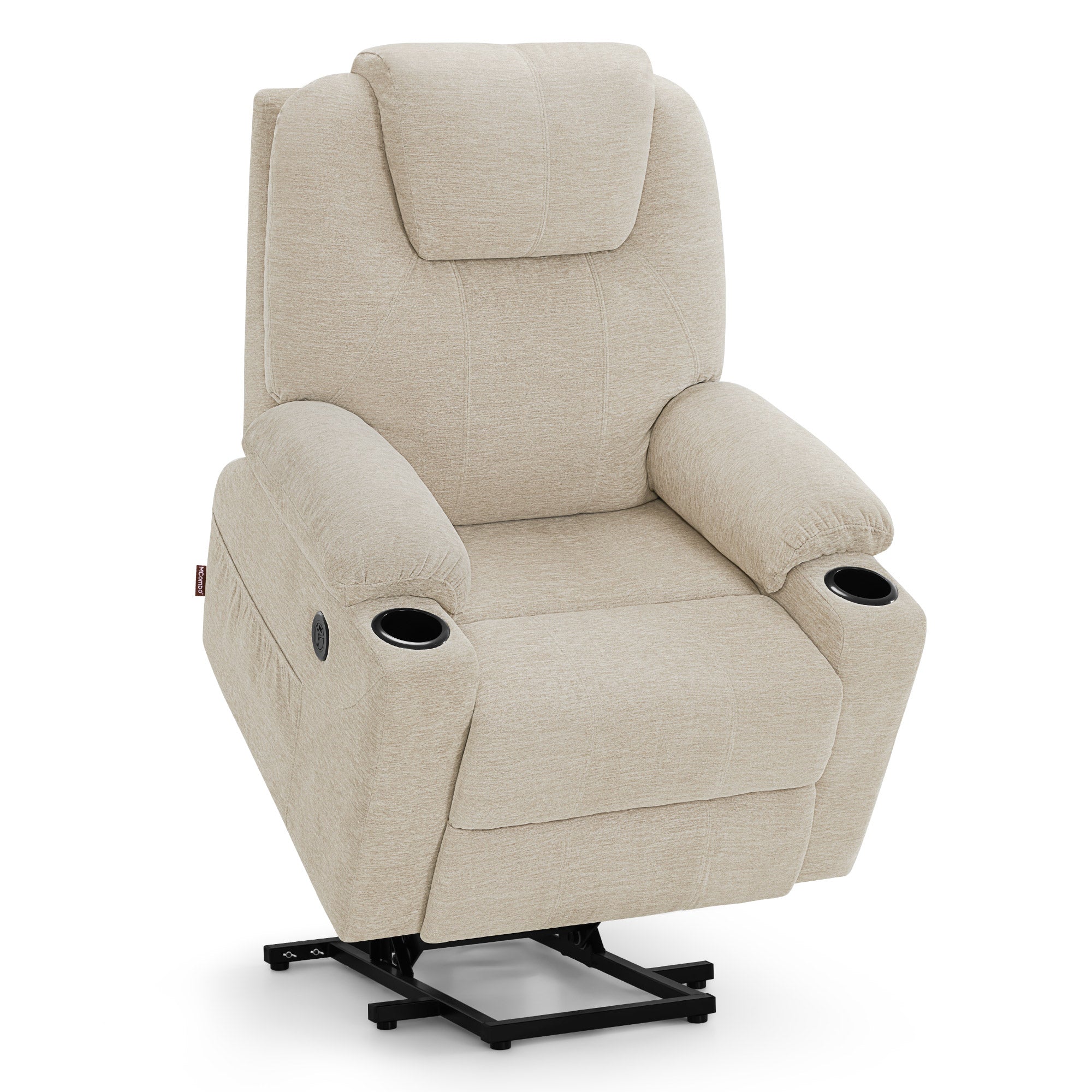 M MCombo Fernsehsessel mit Aufstehhilfe Elektrisch, Relaxsessel mit Liegefunktion bis 140°, Massagesessel mit Wärmefunktion, Knopf & Fernbedienung Verstellbar, mit USB, 7040
