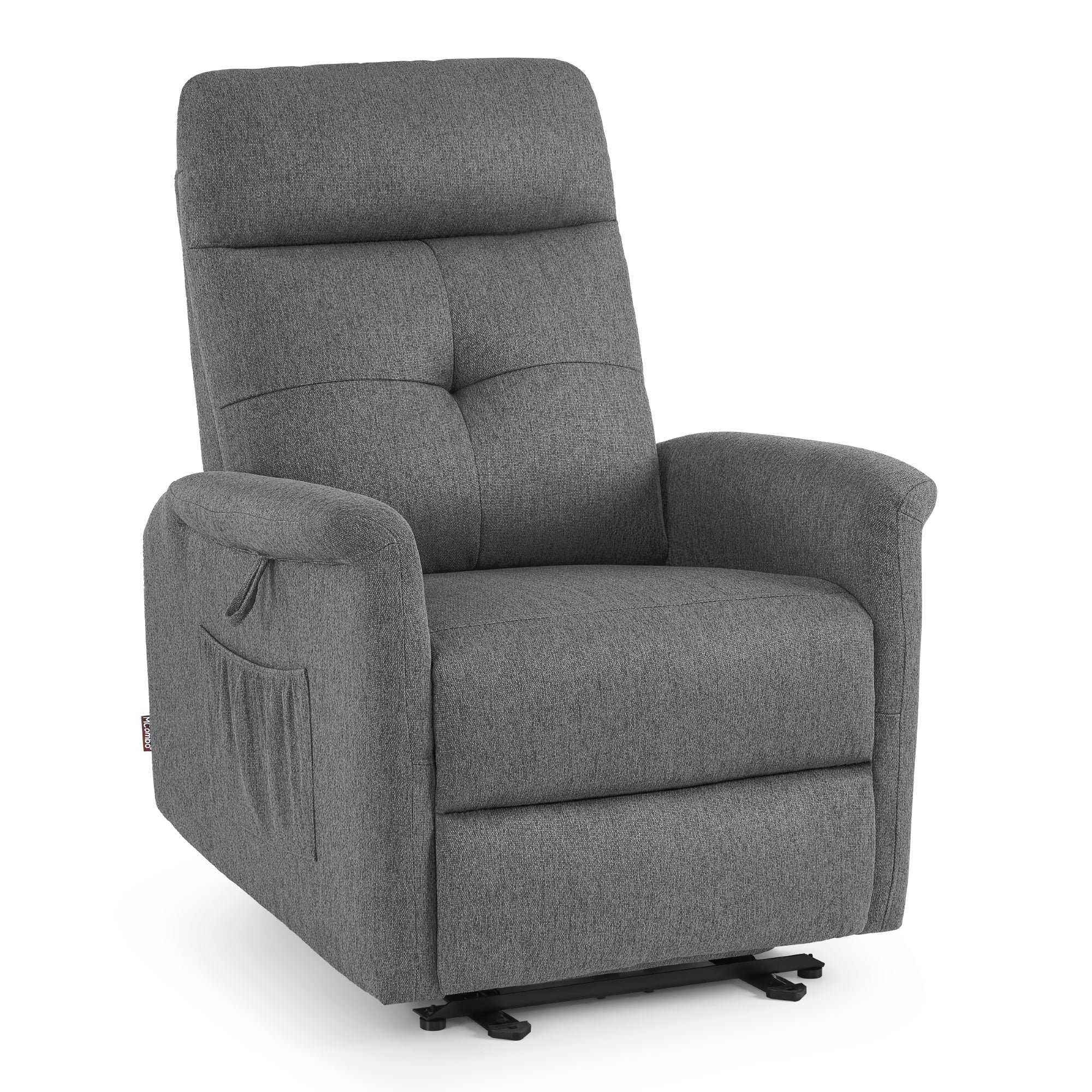 M MCombo Fernsehsessel Elektrisch Verstellbar, Relaxsessel mit Liegefunktion, Recliner Chair, Seitentasche & Haltebänder,  Sessel Wohnzimmer, 7089 (Grau)