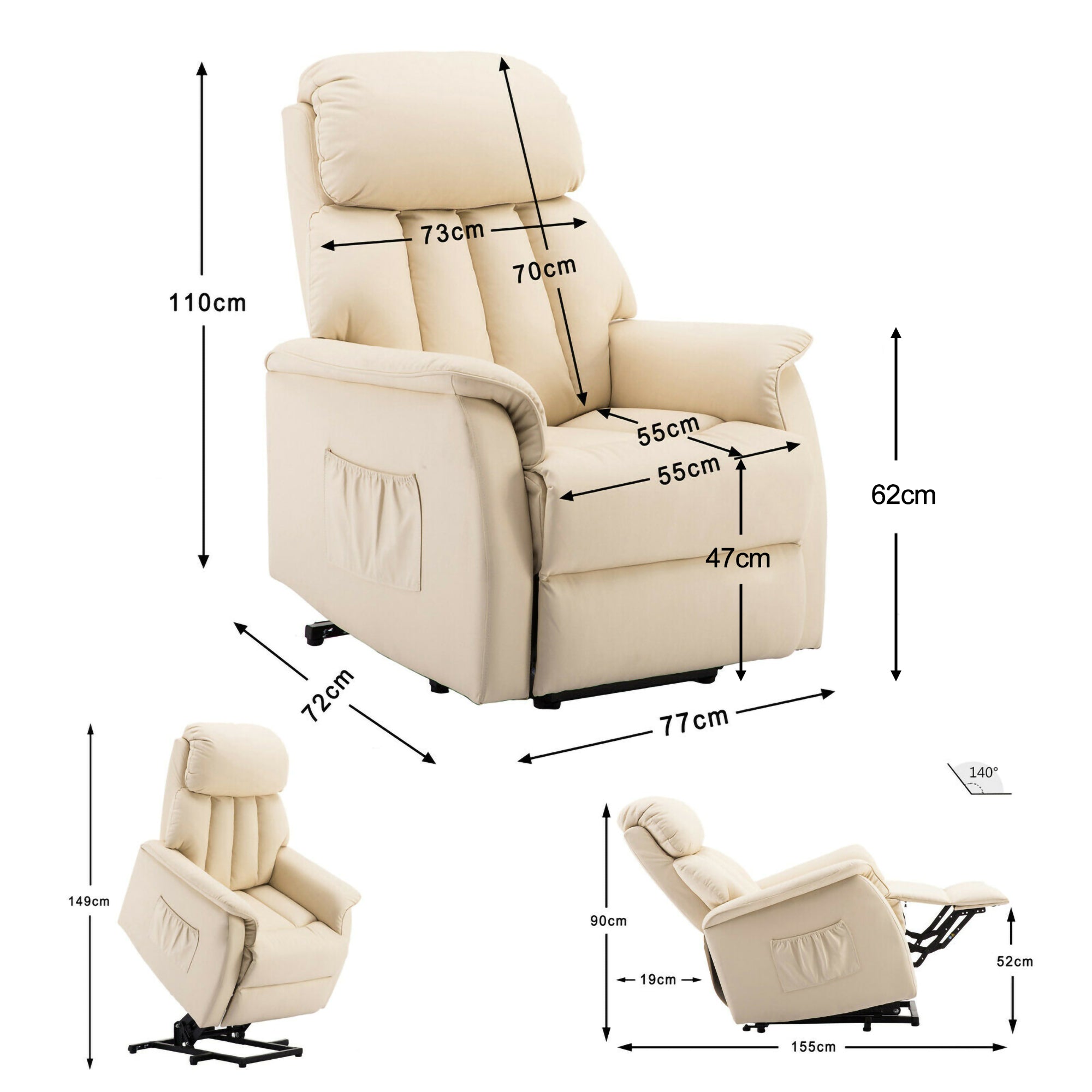 MCombo Electric Stand-Up Aid TV Chair Relax Chair Electrically Adjustable 7299