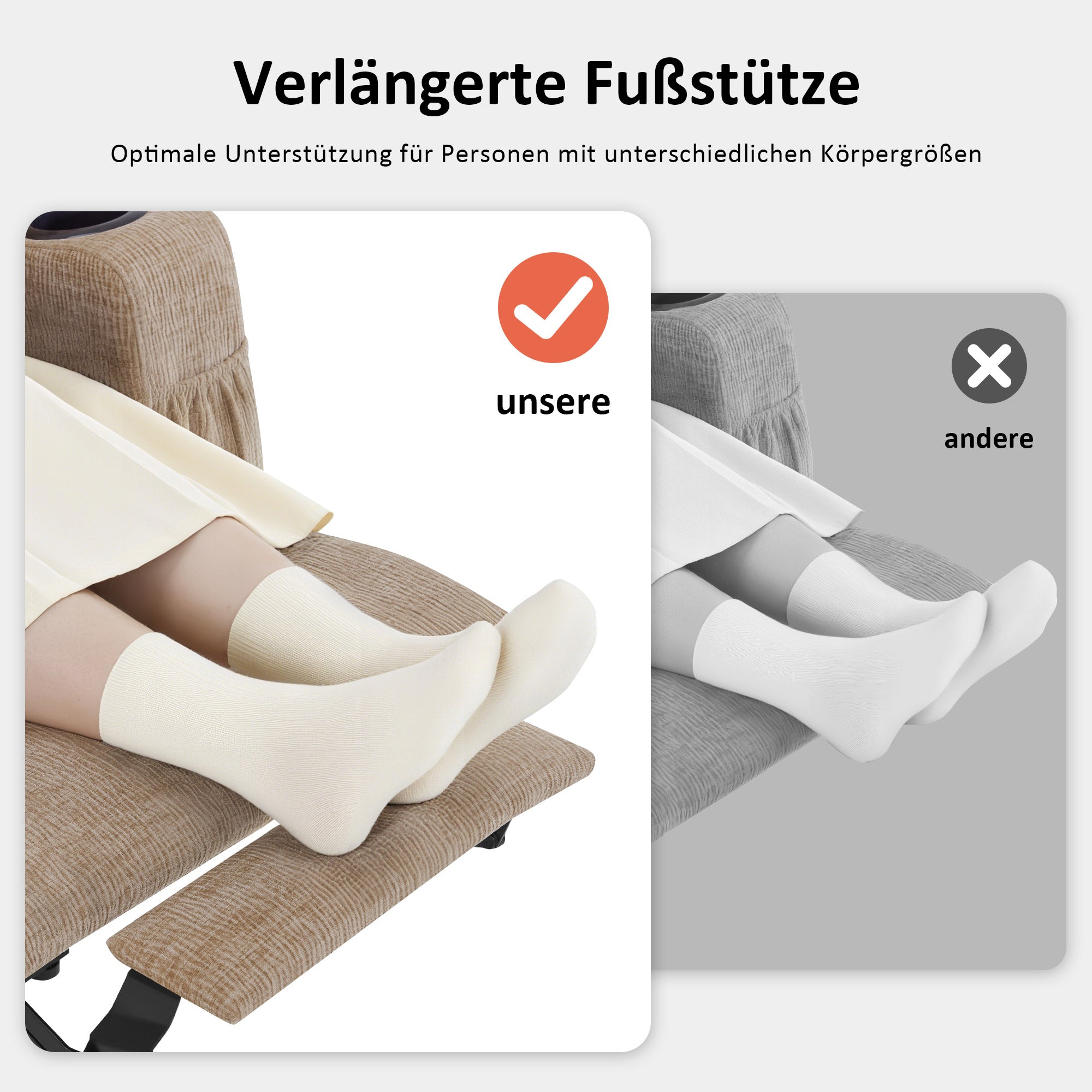 M MCombo elektrische Aufstehhilfe Relaxsessel 7550, mit 3 Motoren getrennt verstellbar, Liegeposition bis 170°, verlängerte Fußstütze, USB, für Senioren Wohnzimmer