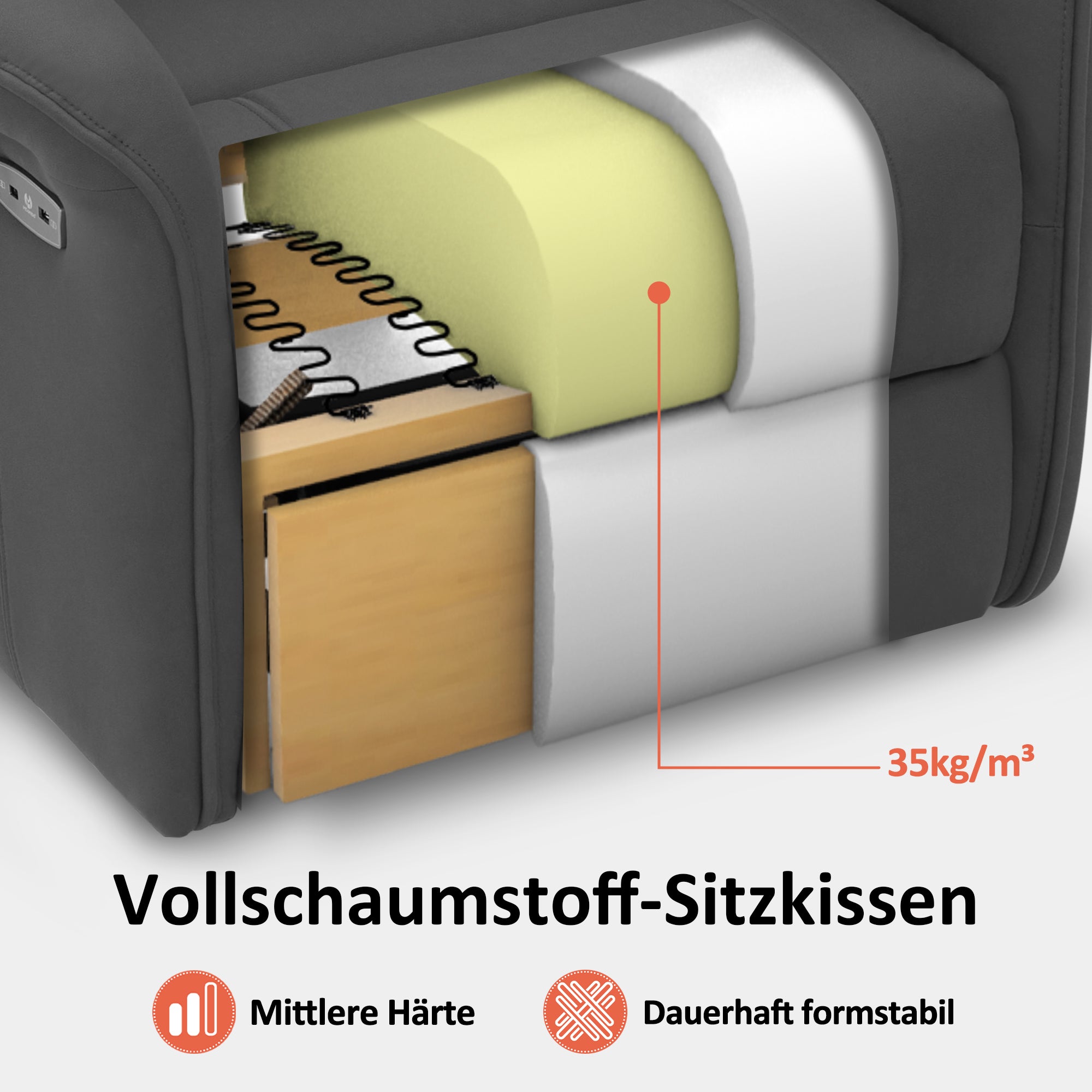 M MCombo Fernsehsessel mit Aufstehhilfe Elektrisch 2 Motoren, mit Massage & Heizung, Relaxsessel mit Liegefunktion bis 160°Vollschaum-Sitzkissen 7584 (Mikrofaser, Grau)
