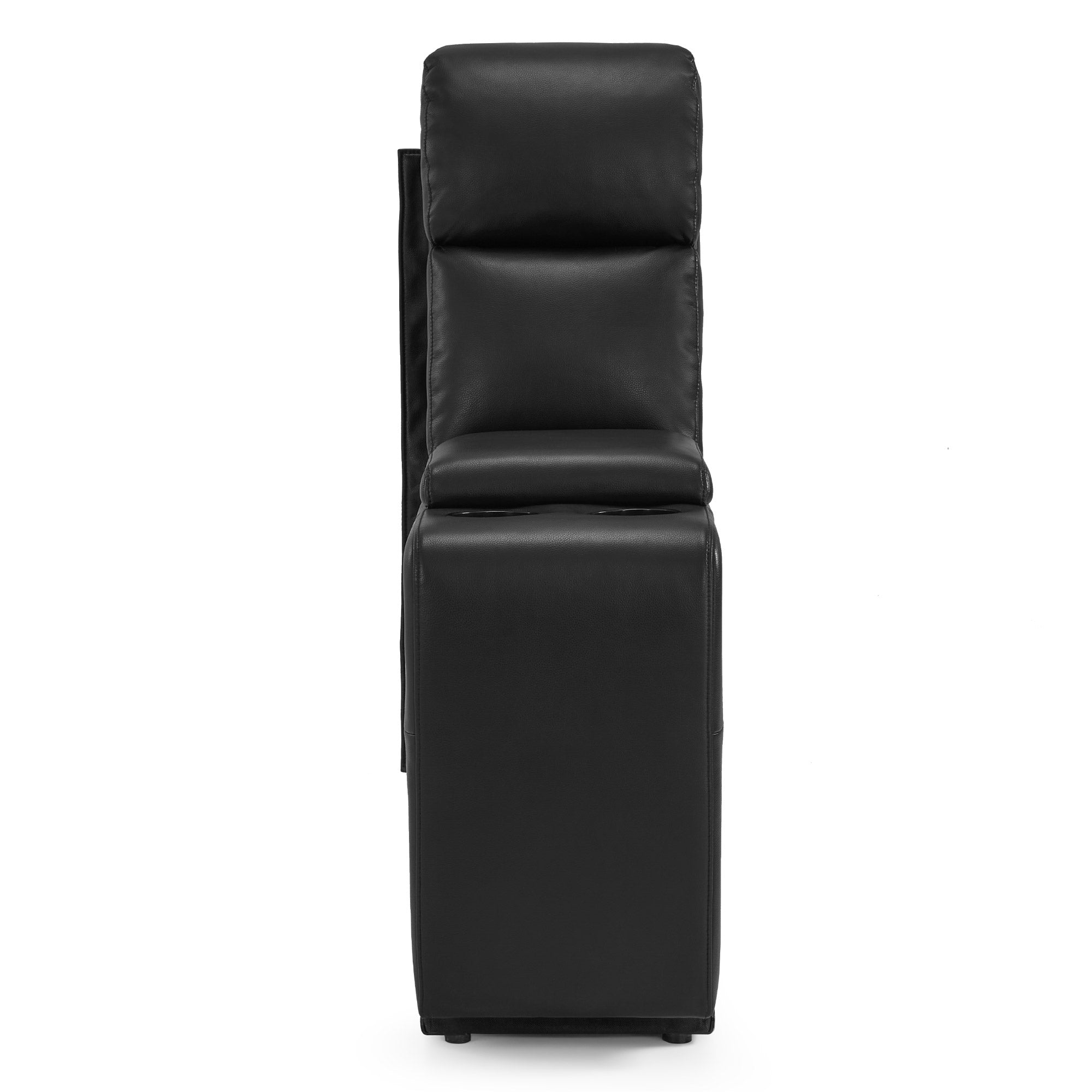 M MCombo console for 2-seater cinema chairs 7705, with storage space &amp; cup holder, sofa accessory, spare part for TV chair 7705CA (faux leather, black)