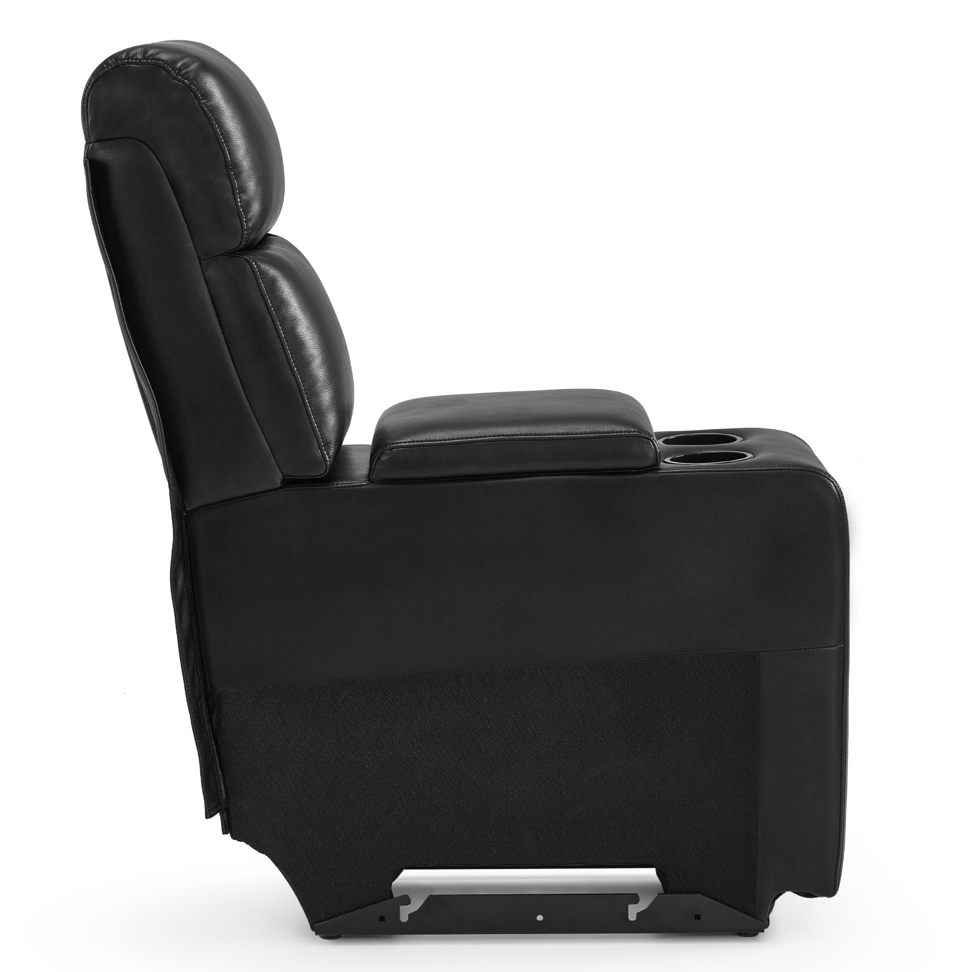M MCombo console for 2-seater cinema chairs 7705, with storage space &amp; cup holder, sofa accessory, spare part for TV chair 7705CA (faux leather, black)