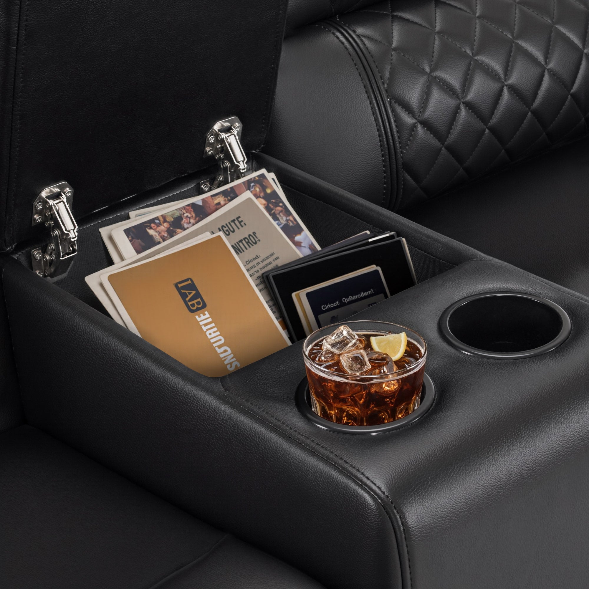 M MCombo 2-seater TV recliner, electrically adjustable, zero-gravity cinema chair with LED, adjustable headrest, 2-seater sofa with sleeping function, 35D full foam seat cushion 7705 (Black)