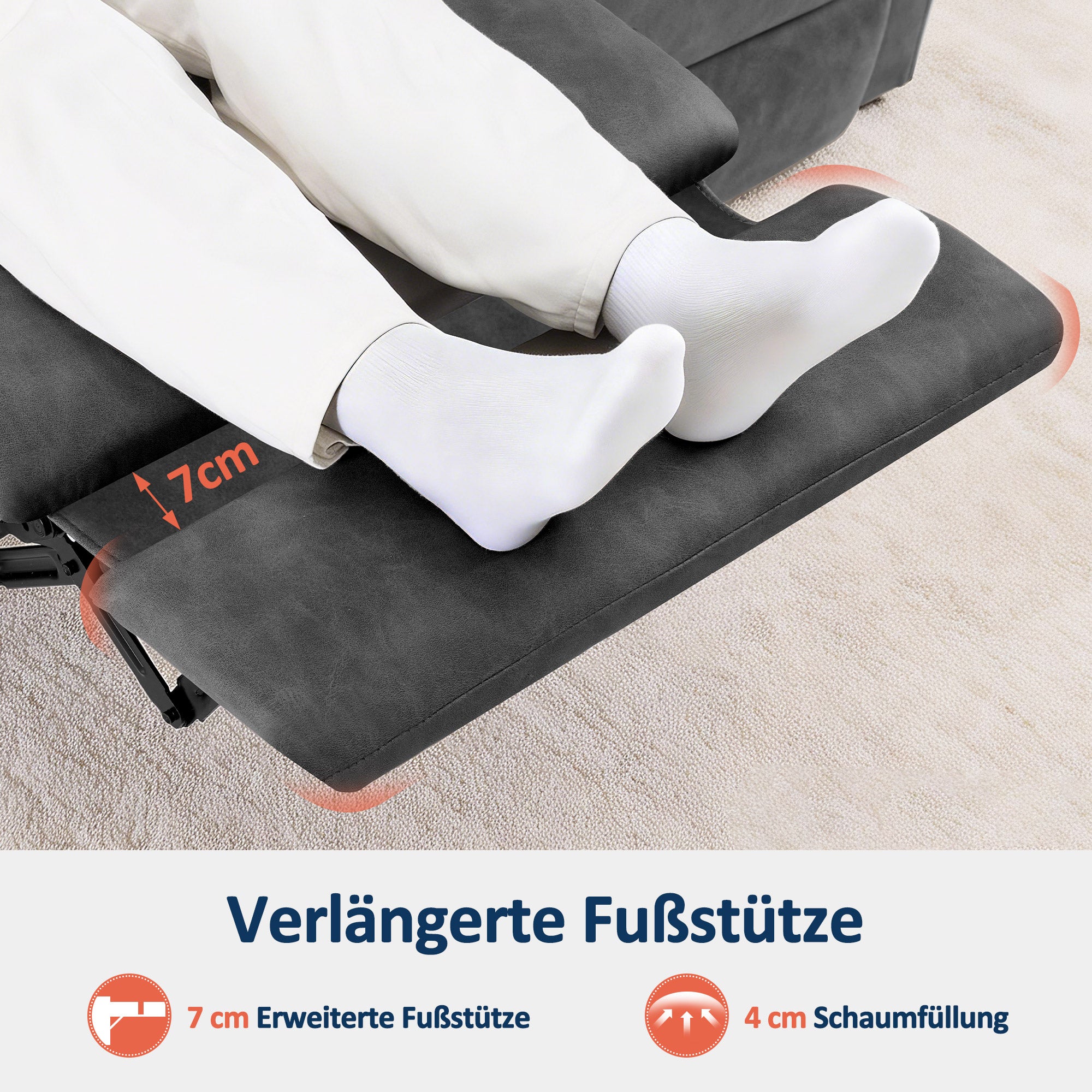 M MCombo 2 Sitzer Fernsehsessel Elektrisch Verstellbar 155°Zero-Gravity-Kinosessel mit Verstecktem Beistelltisch, 2 Sitzer Sofa mit Schlaffunktion 35D Vollschaum-Sitzkissen 7719M1 (Dunkelgrau)