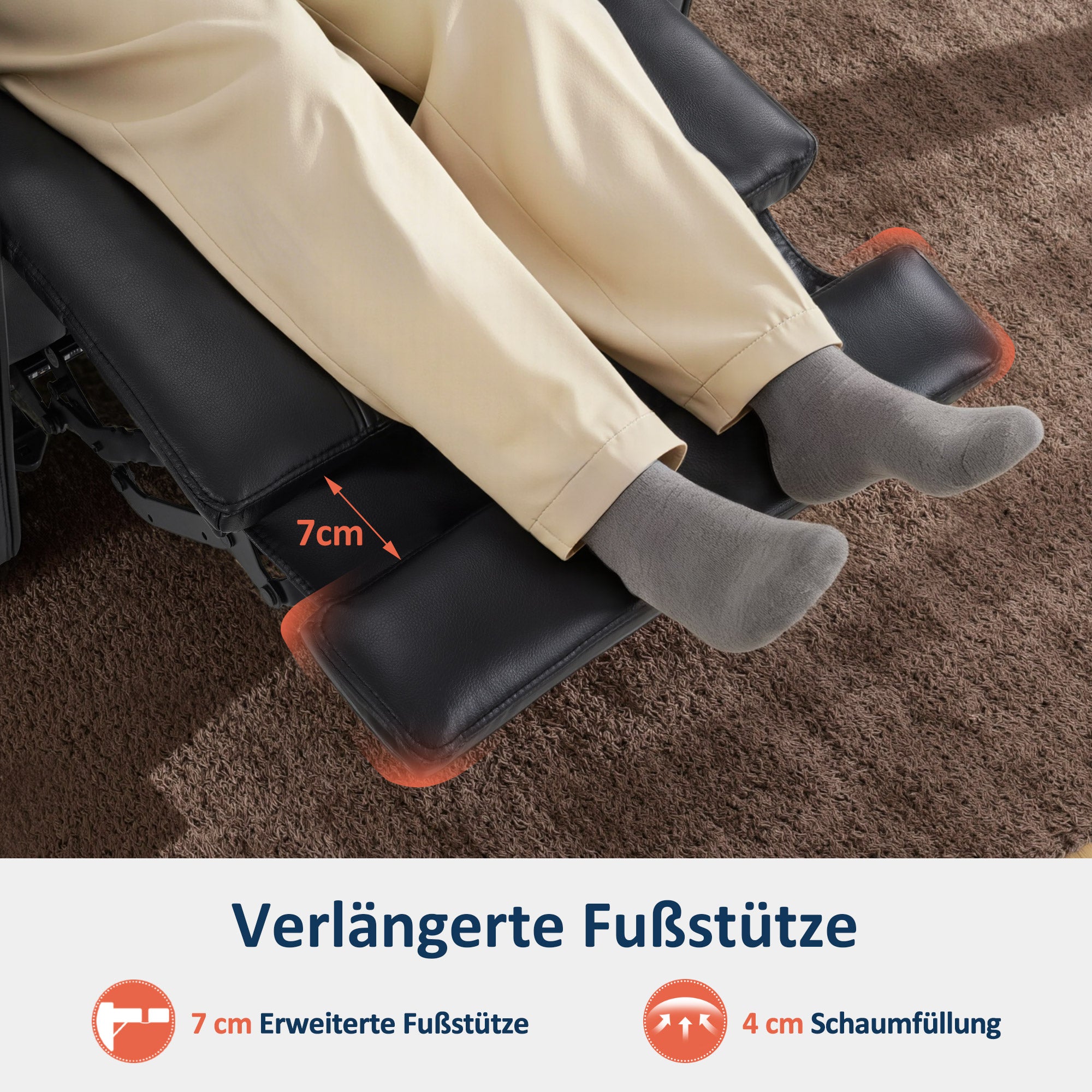 M MCombo 1-Sitzer/2-Sitzer Fernsehsessel Elektrisch Verstellbar, Zero-Gravity-Kinosessel mit LED, Verstellbare Kopfstütze, 35D Vollschaum-Sitzkissen 7759/7705 (Schwarz)