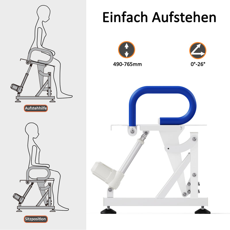 MCombo elektrisch Toilettenlift Toilettensitzerhöhung mit Armlehnen, WC-Aufstehhilfe Toilettengestell Senioren im Badezimmer, 145KG belastbar, Metall, M212W (Weiß)