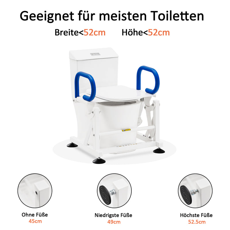 MCombo elektrisch Toilettenlift Toilettensitzerhöhung mit Armlehnen, WC-Aufstehhilfe Toilettengestell Senioren im Badezimmer, 145KG belastbar, Metall, M212W (Weiß)
