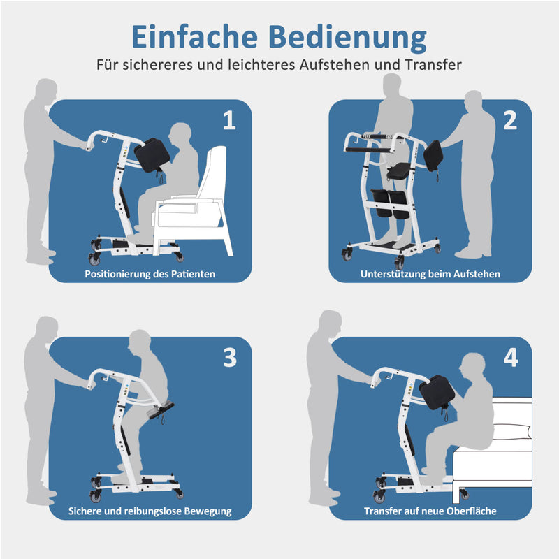 M MCombo Patientenlifter Aufstehhilfe Bett Senioren, Plege & Hilfsmittel Transferhilfe 180KG, Gehhilfe Rollstuhl 86*64*118 CM, STA446