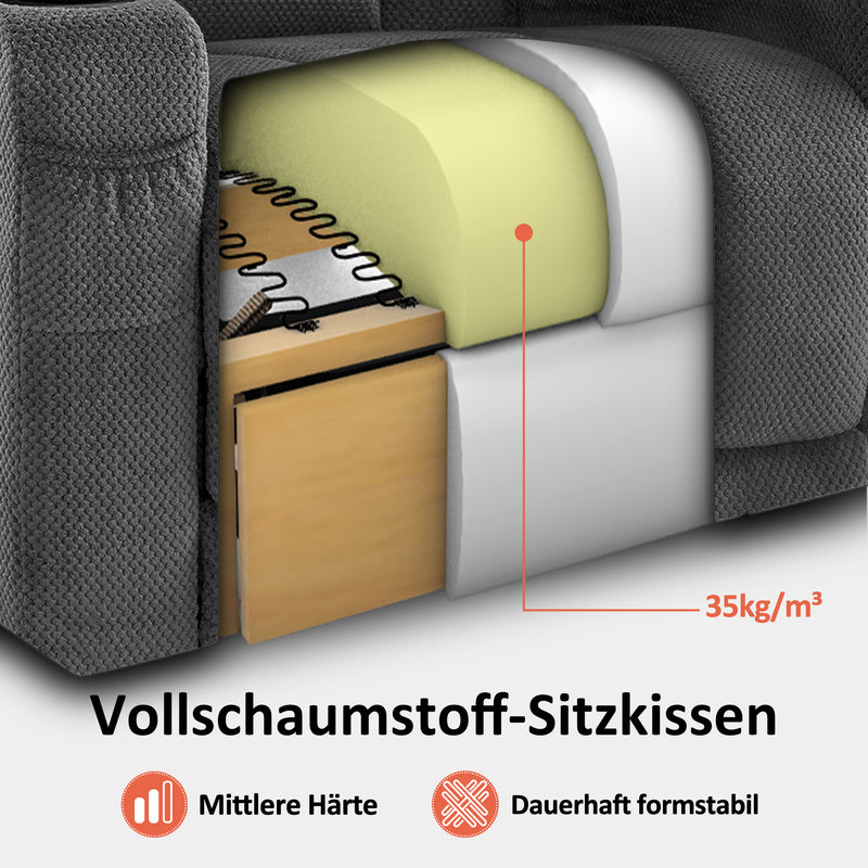 M MCombo Fernsehsessel elektrisch verstellbar 7008, Relaxsessel mit Liegefunktion, TV Sessel mit Massage & Wärmefunktion, USB & Getränkehalter, Wohnzimmer