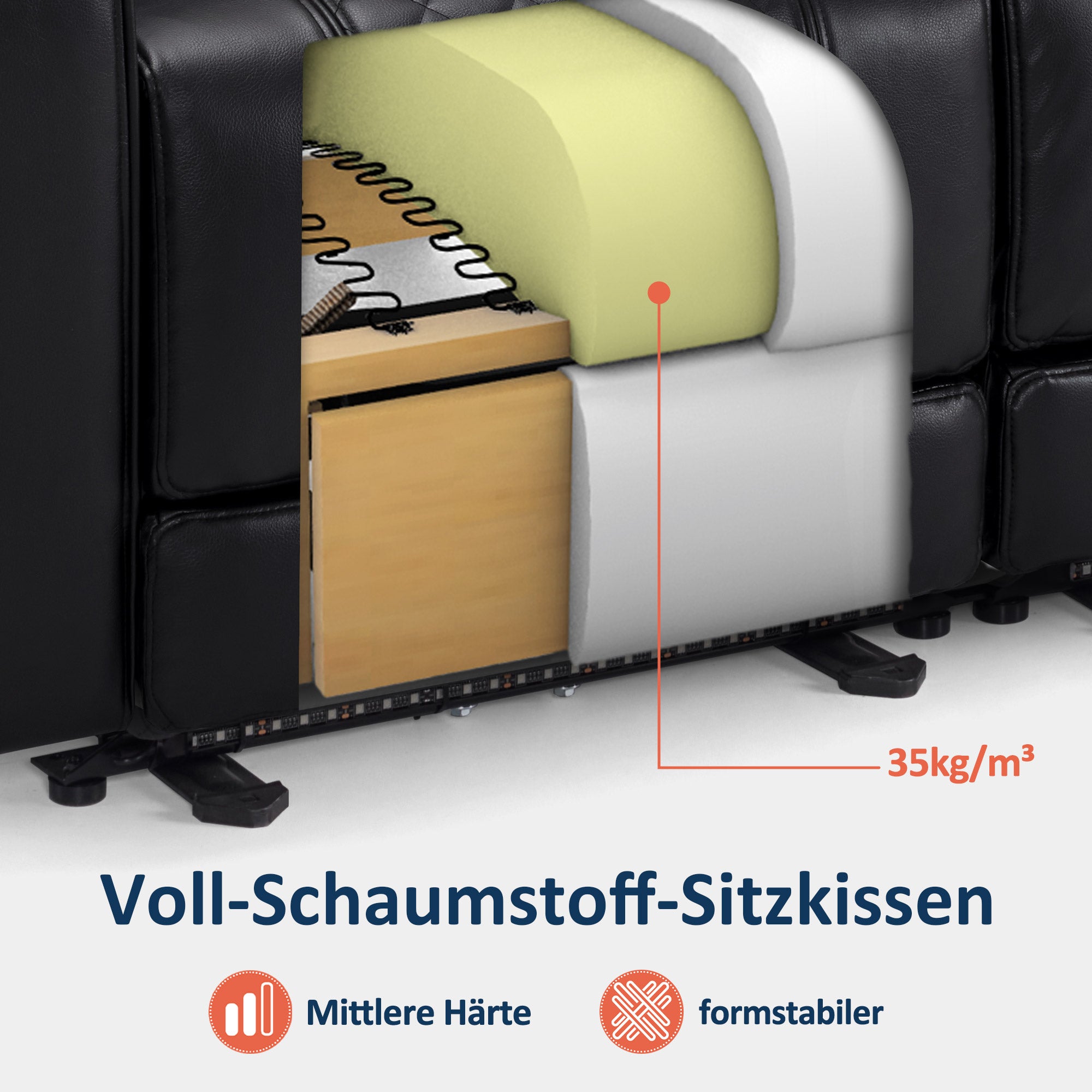 M MCombo  2 Sitzer Sofa mit Schlaffunktion, Relaxsofa 2 Sitzer mit verstellbare Kopfstütze, 2er Kinosessel mit USB & Type-C Anschlüsse, Armlehnen-Aufbewahrung & LED Beleuchtung, 7705 Schwarz