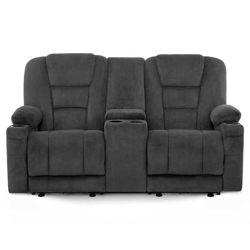 M MCombo Ersatzteil Konsole für Elektrisch 2 Sitzer Sofa 7009, Stauraum & Getränkehalter (Grau)