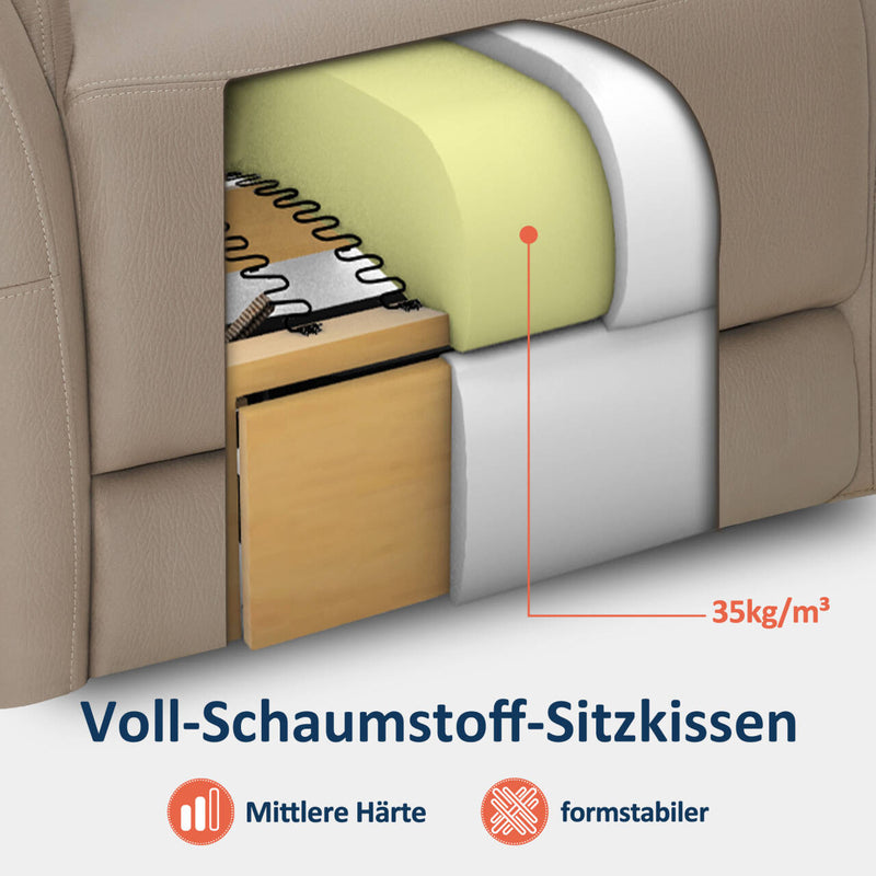 M MCombo Relaxsessel Elektrisch Verstellbar, Fernsehsessel 3 cm Wandnah, Relaxsessel Massagesessel mit Liegefunktion, TV Sessel für Enge Räume, USB & Typ-C Anschlüsse & Lendenkissen, Wohnzimmer, 7063
