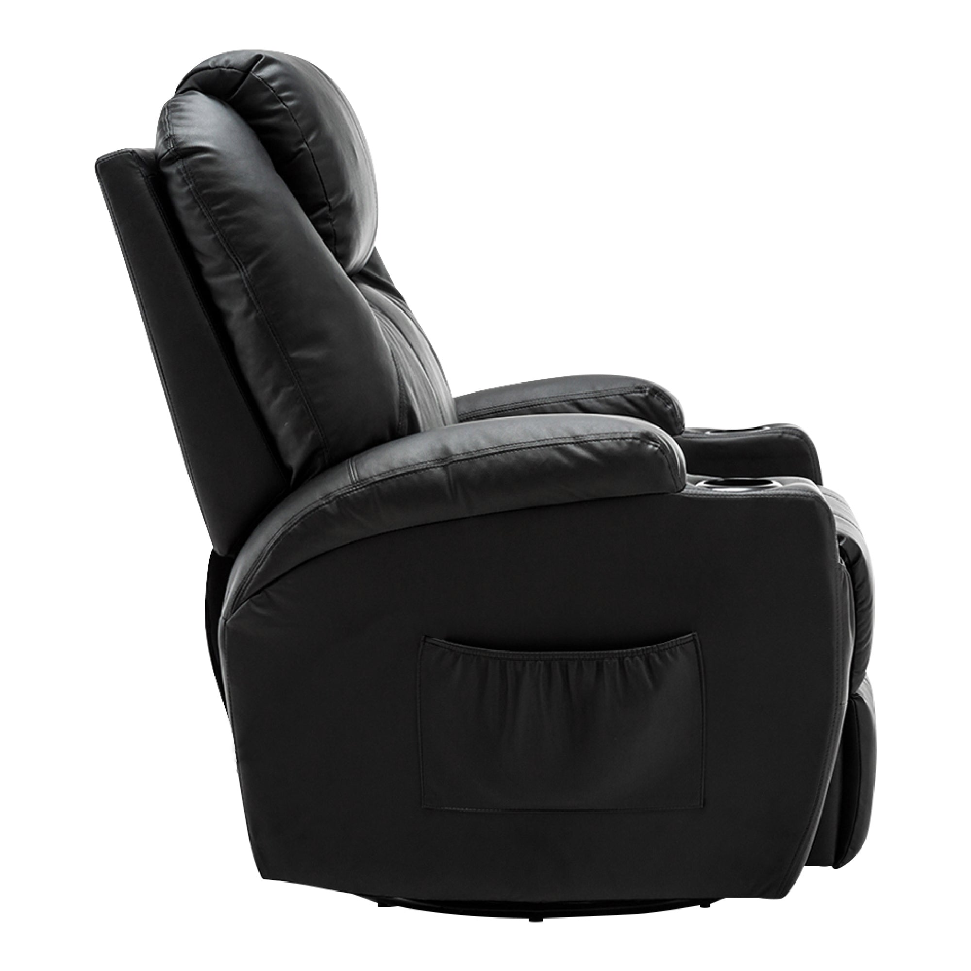 M MCombo massage chair, TV chair, relaxation chair 7020, with heating, 360° swivel swing, manually adjustable (black faux leather/grey fabric/dark gray microfibre) 
