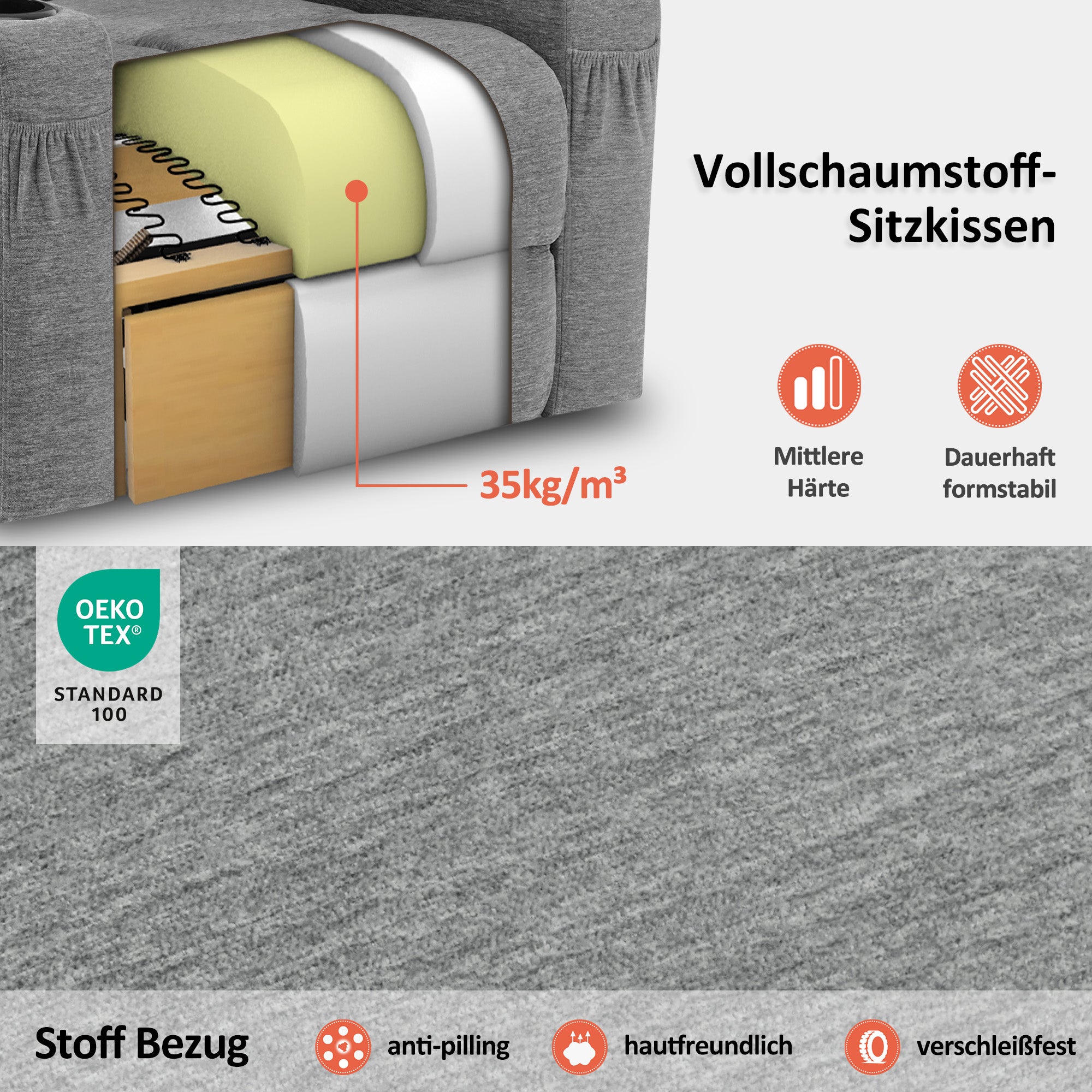 M MCombo Relaxsessel mit Aufstehhilfe & Liegefunktion 7102, Fernsehsessel elektrisch verstellbar, TV Sessel mit Massage Wärmefunktion, für Senioren Wohnzimmer, USB