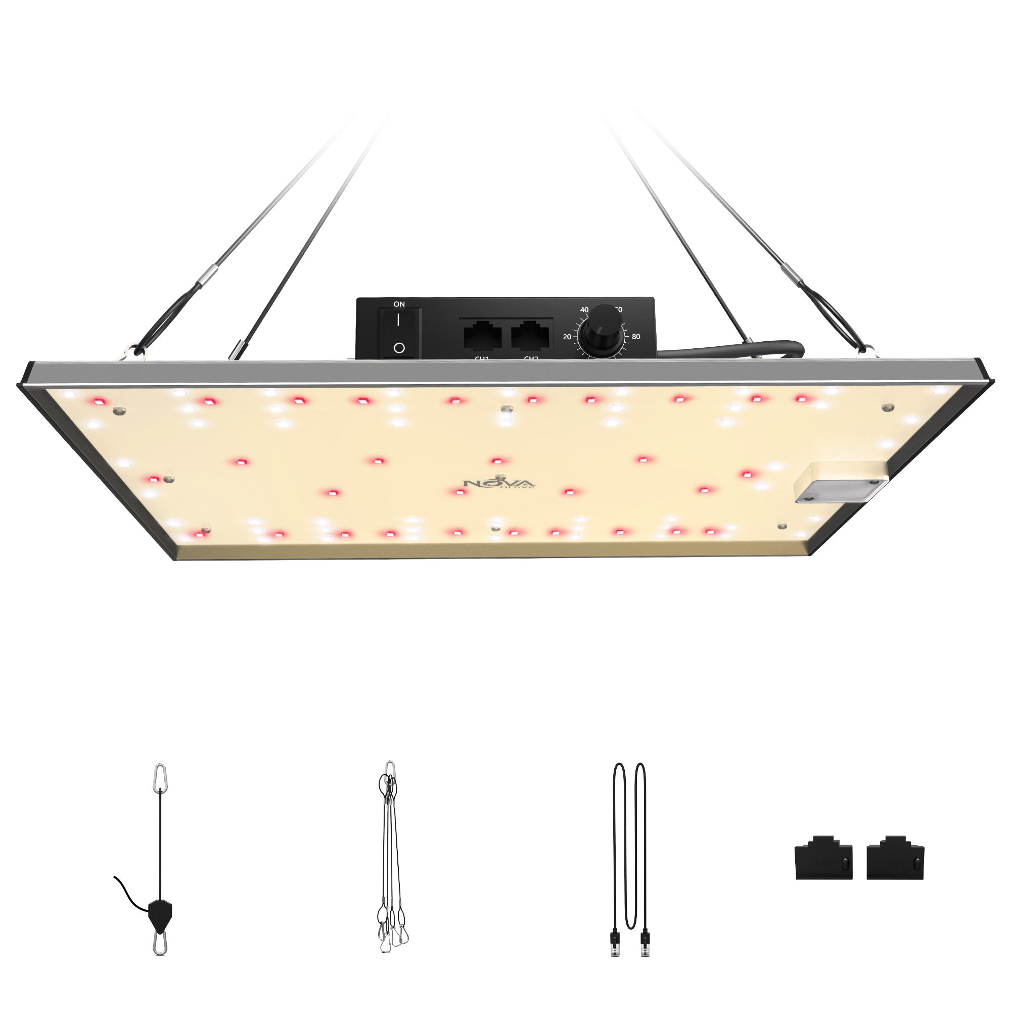 NovaGrove Pflanzenlampe LED Vollspektrum, 100W Grow Lampe für Growbox. Grow Light mit Dimmbar & Daisy Chain, EC10