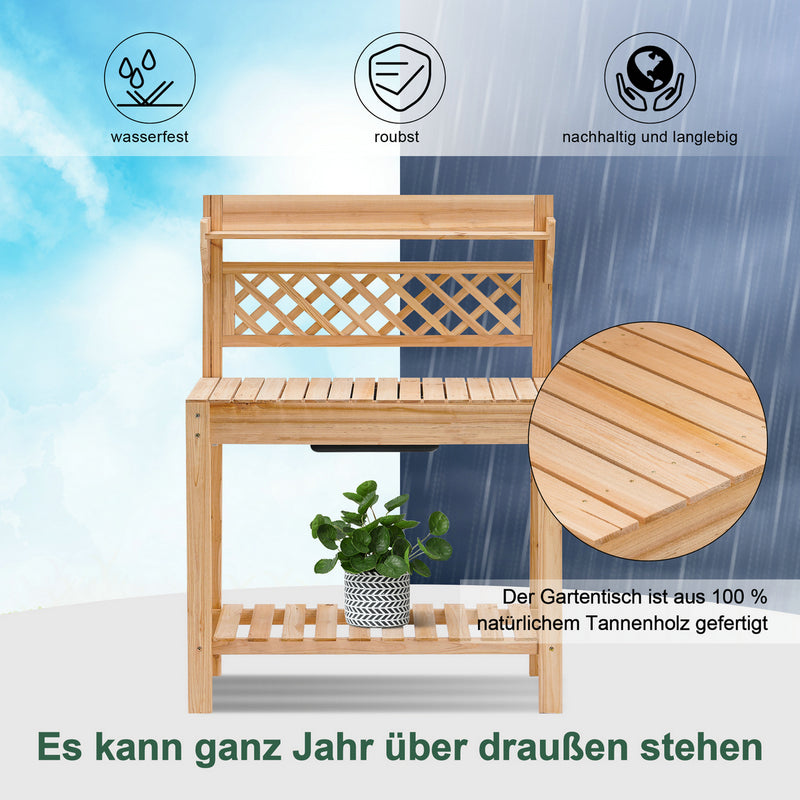 MCombo Pflanztisch Gartentisch Blumentisch ausziehbar mit Wanne Wetterfest 0144