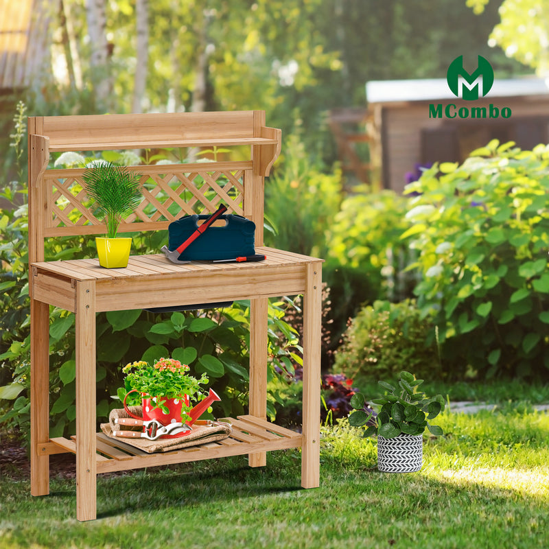 MCombo Pflanztisch Gartentisch Blumentisch ausziehbar mit Wanne Wetterfest 0144