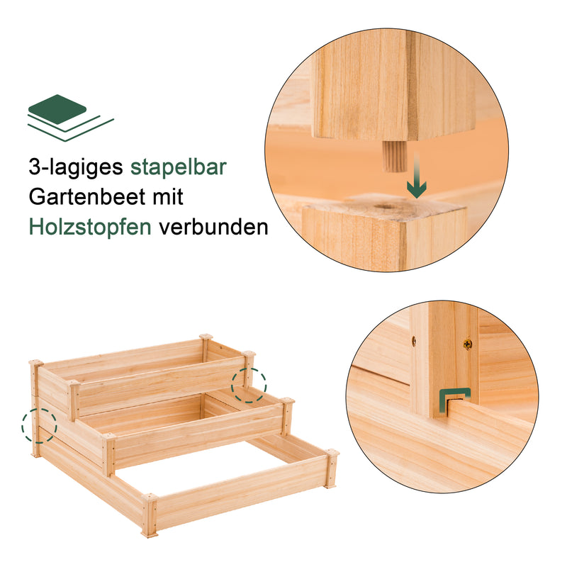 MCombo Paletten-Aufsatzrahmen Holzaufsatzrahmen Gartenbeet stapelbar 3 Schichten 0355