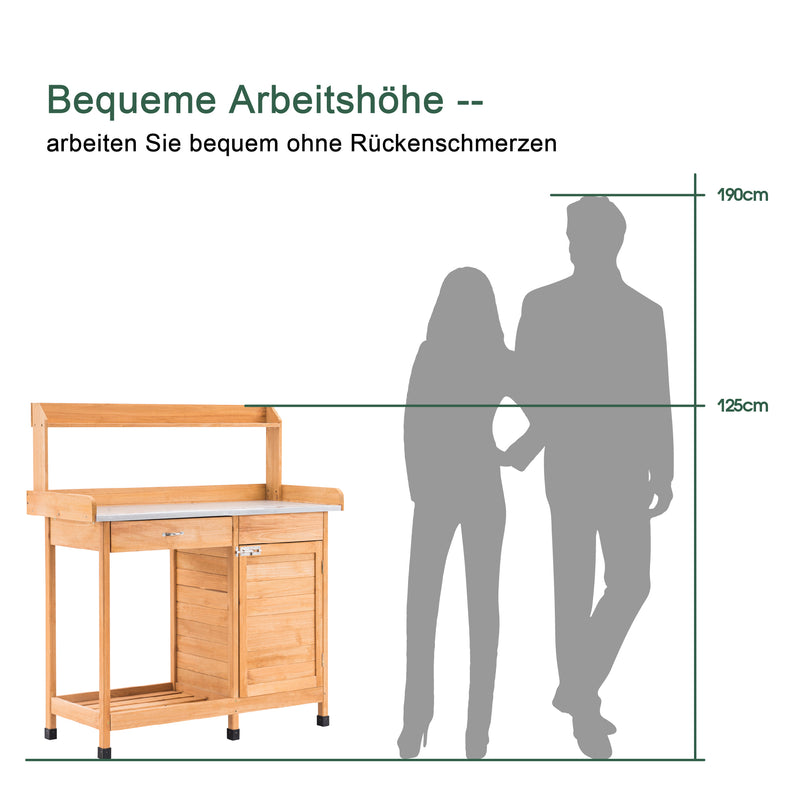 MCombo Pflanztisch Gärtnertisch Blumentisch mit verzinkter Arbeitsplatte 0440