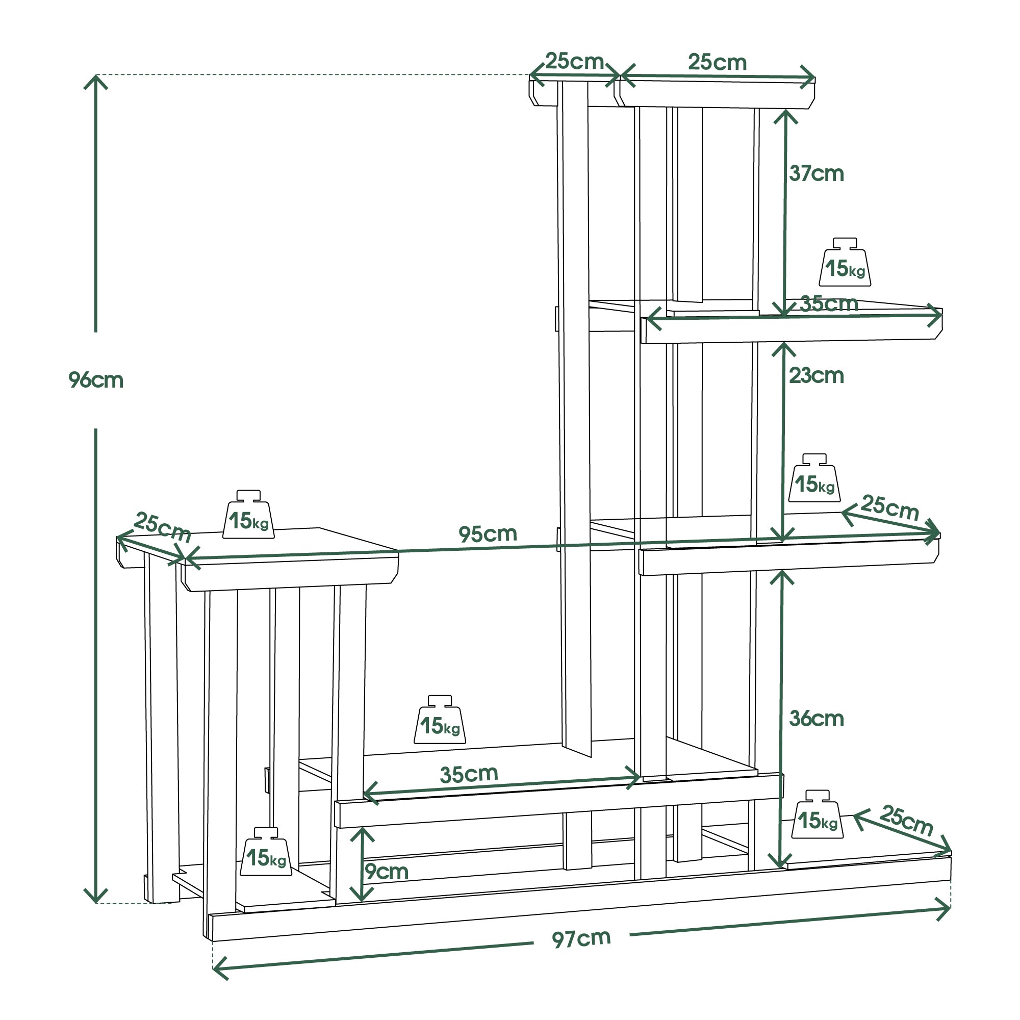 MCombo plant shelf, flower shelf, flower stand, wooden shelf, multi-tier 0443 