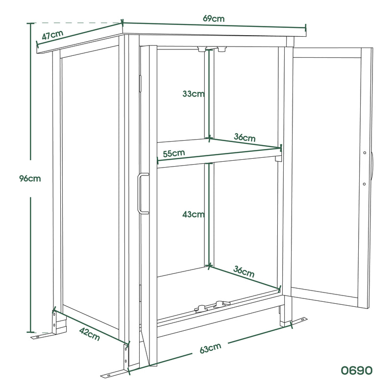 MCombo Gartenschrank Gerätehaus Geräteschuppen Garten Schuppen Schrank Holz 0690