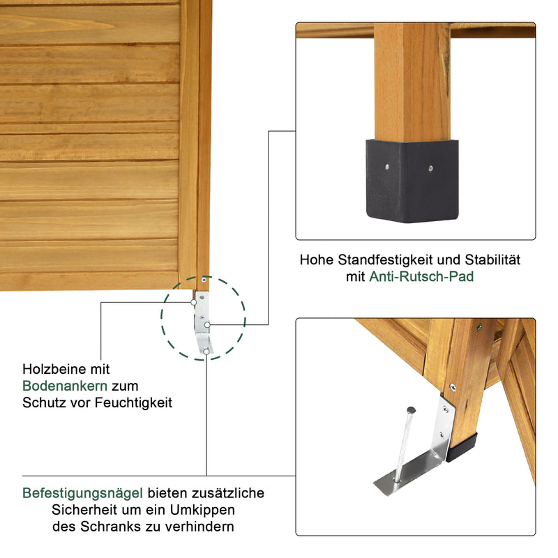 MCombo Gartenschrank Gerätehaus Geräteschuppen Garten Schuppen Schrank Holz 0690