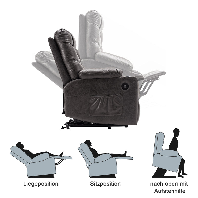 M MCombo Fernsehsessel mit Aufstehhilfe Elektrisch, Sessel mit Aufstehhilfe,  fernsehsessel mit liegefunktion bis 140°, Seniorensessel für Wohnzimmer, mit USB 7286
