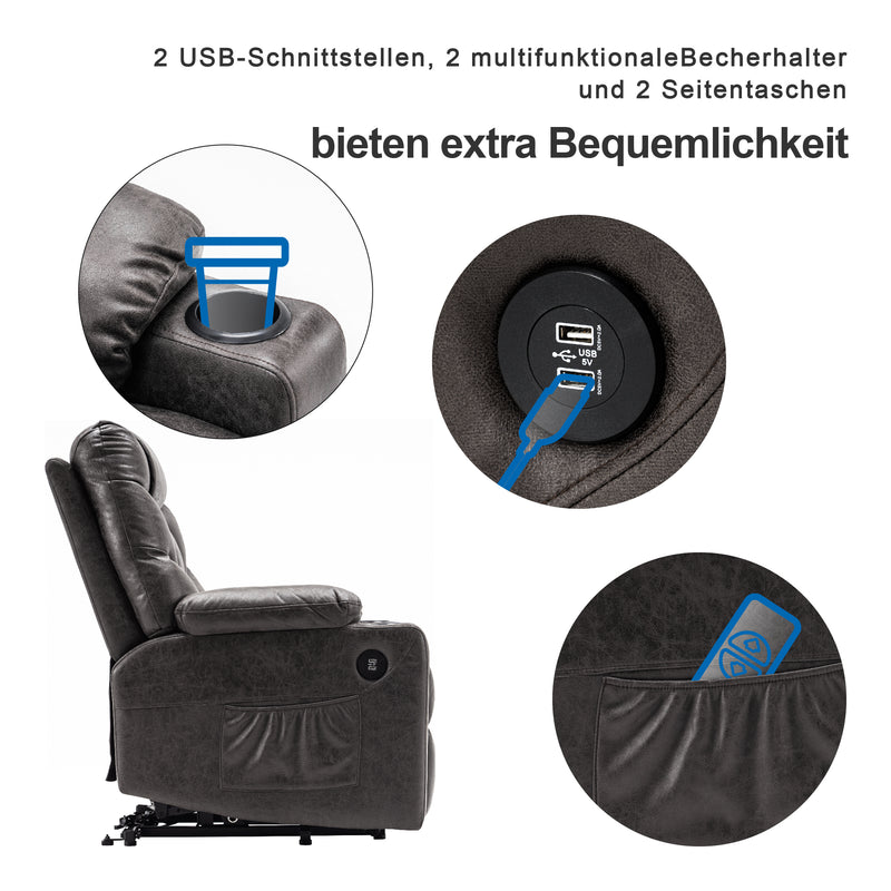 M MCombo Fernsehsessel mit Aufstehhilfe Elektrisch, Sessel mit Aufstehhilfe,  fernsehsessel mit liegefunktion bis 140°, Seniorensessel für Wohnzimmer, mit USB 7286