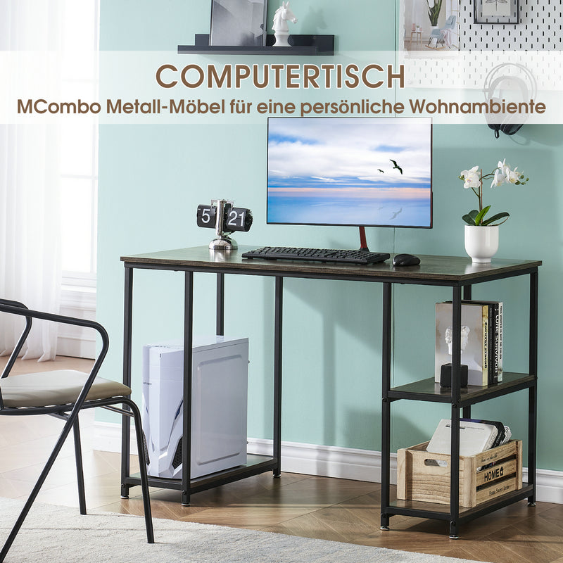 MCombo Metallmöbel Computertisch Schreibtisch Marmor-Look/Industrie-Stil 2156