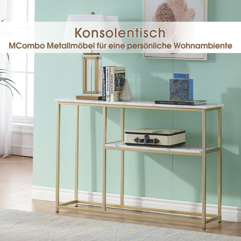 MCombo Metallmöbel Konsolentisch Beistelltisch Marmor-Look/Industrie-Stil 2169