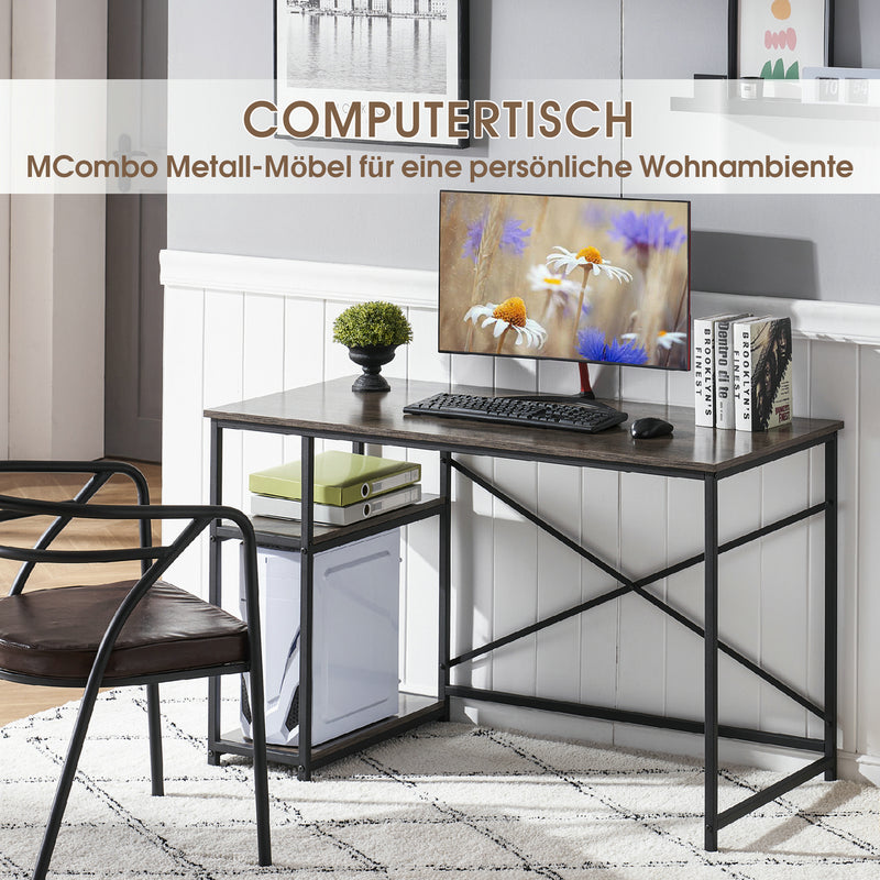 MCombo Metallmöbel Computertisch Schreibtisch Marmor-Look/Industrie-Stil 2188