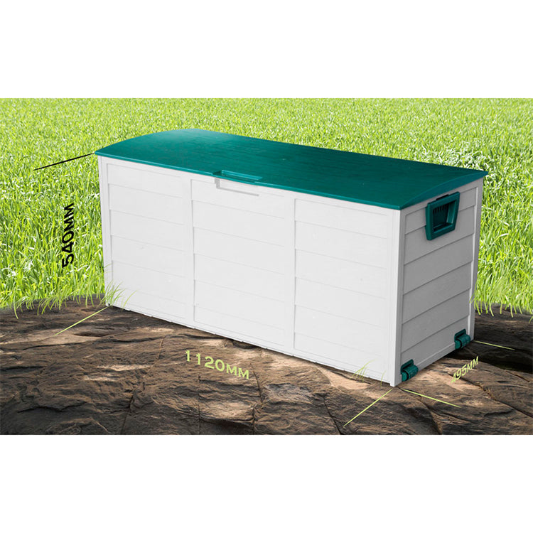 MCombo Auflagenbox Aufbewahrungsbox Gartenbox 260L Holzoptik mit Rollen ST05