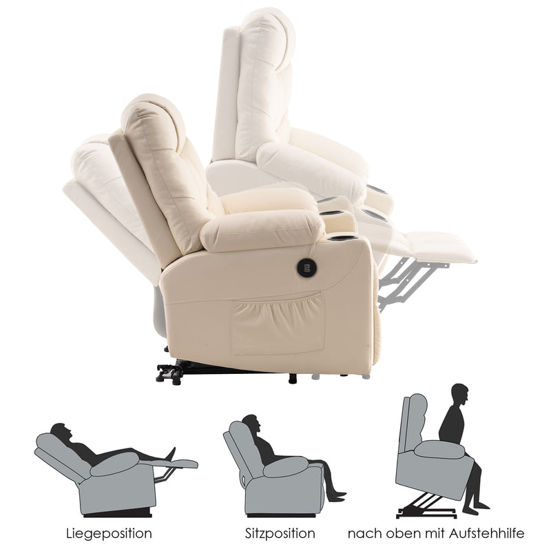 M MCombo Fernsehsessel mit Aufstehhilfe Elektrisch, Sessel mit Aufstehhilfe,  fernsehsessel mit liegefunktion bis 140°, Seniorensessel für Wohnzimmer, mit USB 7286