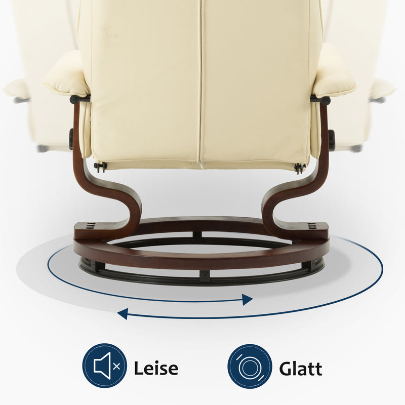 MCombo Relaxsessel mit Hocker, 360°drehbarer Fernsehsessel mit Liegefunktion, bis 120 Kg belastbarer TV-Sessel, moderner Ruhesessel für Wohnzimmer, 9019