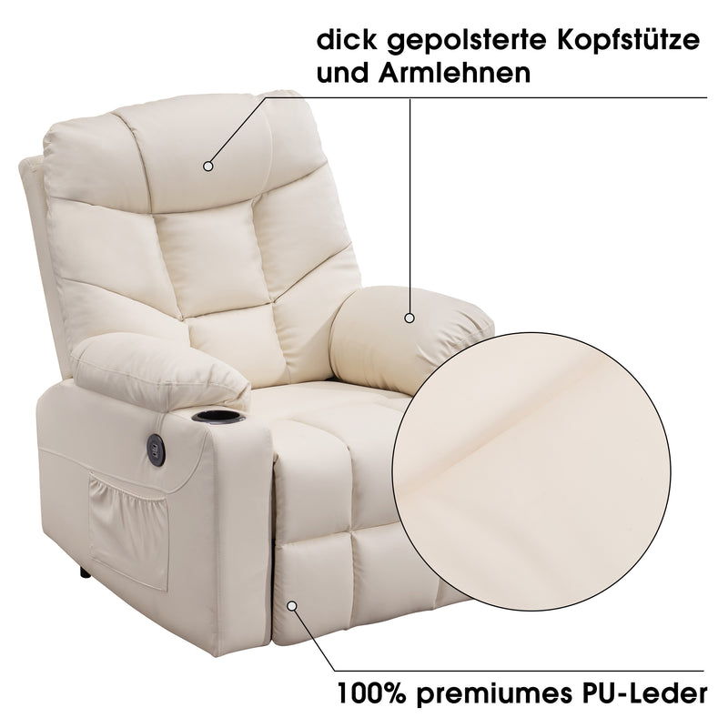 M MCombo Fernsehsessel mit Aufstehhilfe Elektrisch, Sessel mit Aufstehhilfe,  fernsehsessel mit liegefunktion bis 140°, Seniorensessel für Wohnzimmer, mit USB 7286