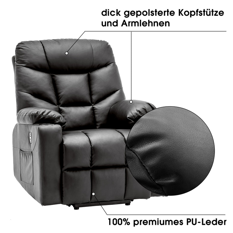 M MCombo Fernsehsessel mit Aufstehhilfe Elektrisch, Sessel mit Aufstehhilfe,  fernsehsessel mit liegefunktion bis 140°, Seniorensessel für Wohnzimmer, mit USB 7286