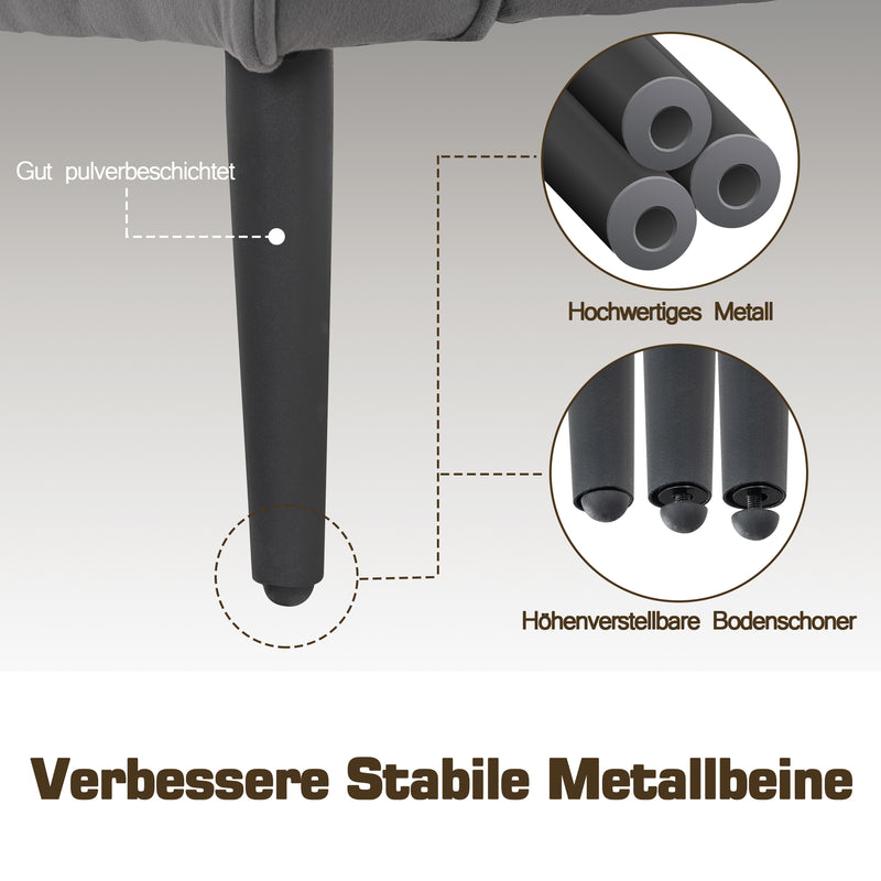 MCombo Ohrensessel Samt-Bezug wohnzimmer, Armlehnensessel mit Kissen&Metallfüße , Sitzkissen abnehmbar, Chestersield Sessel Relaxsessel Polstersessel 120KG belasterbar,7277（mit/ohne Hocker）